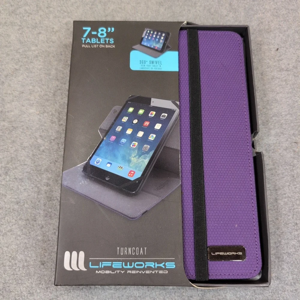 Lifeworks Turncoat Purple Universal 7-8 Inch Tablet Case 360 Swivel LW-T2010BU